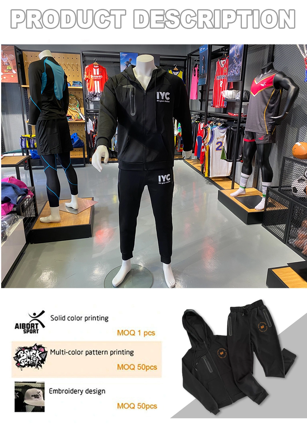 Wholesale Mens Sweat Suits Zips 2 Pieces Hoodie Set Jogging Suit Tech Fleece Track Suit Jacket Tracksuits for Men