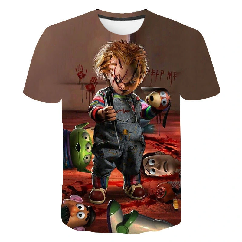 Halloween Cross Border Foreign Trade E-Commerce Men′ S Digital Printing T-Shirt Adult Youth Men′ S Short Sleeve T-Shirt