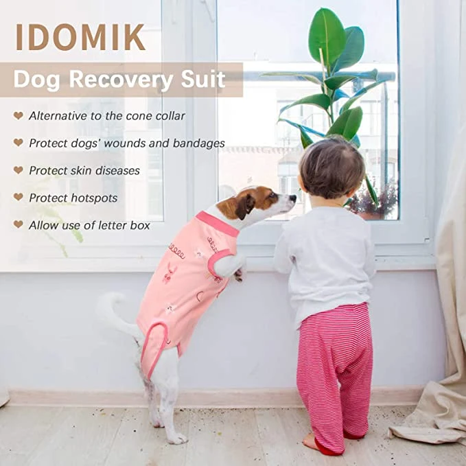 Recovery Suit for Dogs Cats After Surgery, Recovery Shirt for Male Female Dog Abdominal Wounds Bandages Cone E-Collar Alternative, Anti-Licking Pet Surgical Rec