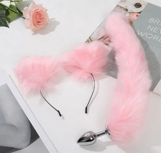 Artificial Fur Fox Tail Anal Plug Rabbit Ear Suit Color Matching Suit