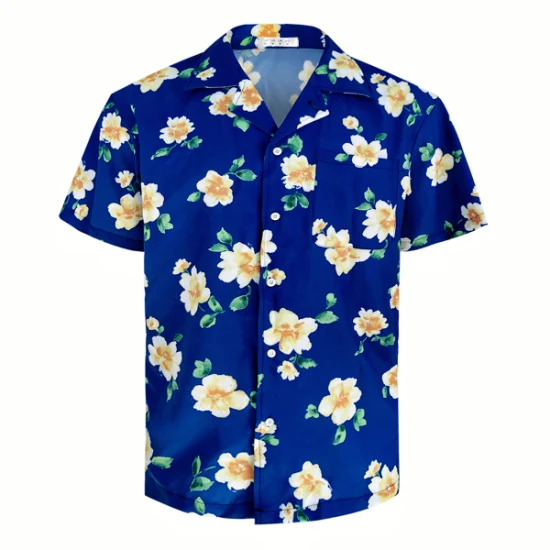 Camisa de vestir de deporte de playa de verano para hombres Camisas de vacaciones con estampado hawaiano informal