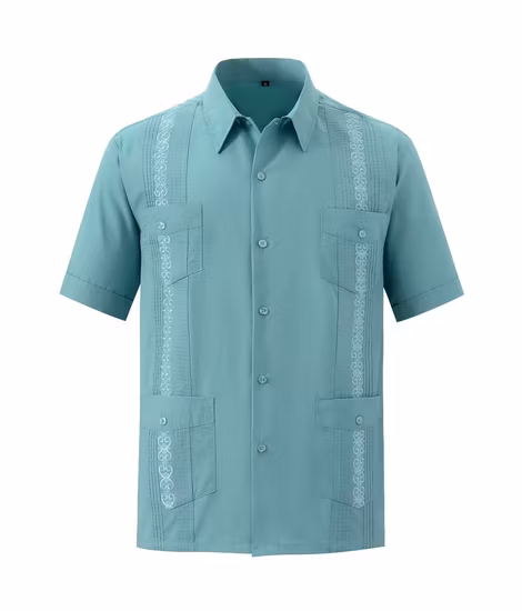 Camisa de manga corta para hombre 100% ramio guayabera cubana